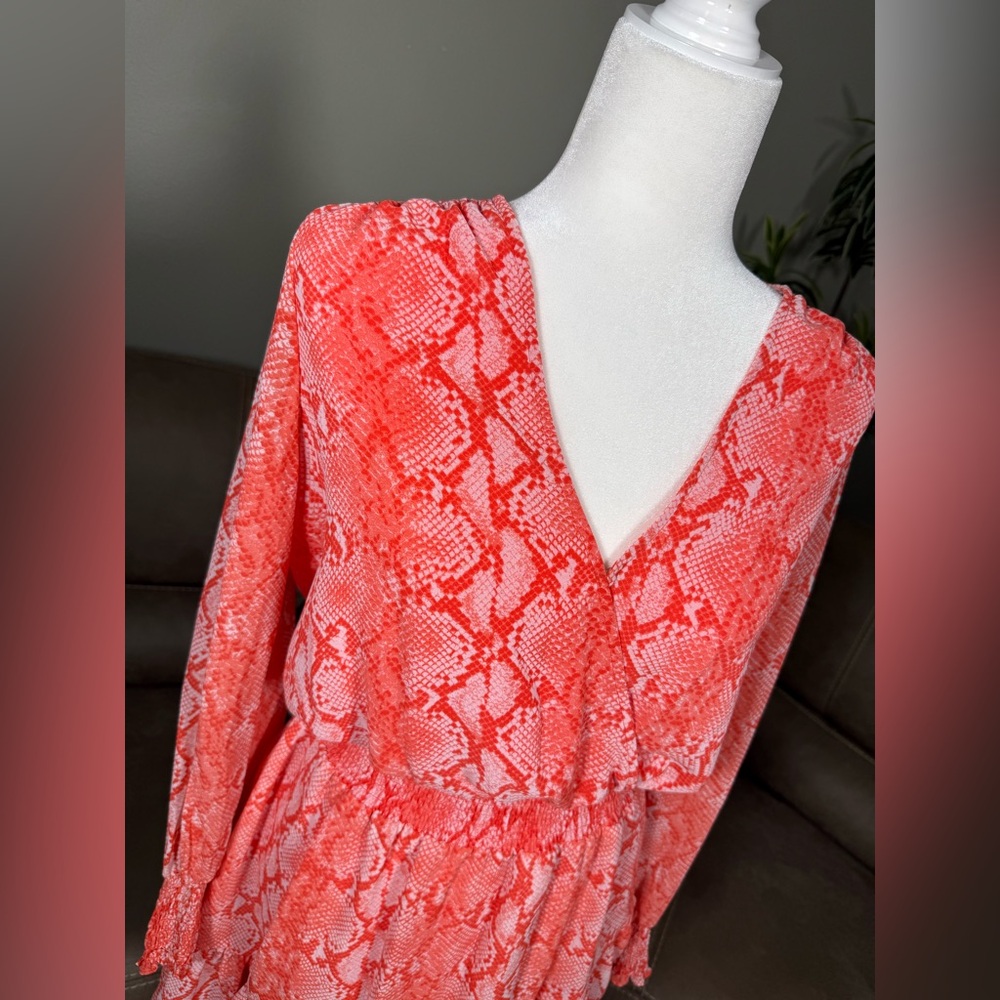 Michael Kors MK Coral Snake Print Animal Mini Dress Sz M Spring Summer Easter - Picture 3 of 10